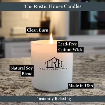 The Rustic House, Soy Candle, Milk + Honey - Long Burning, Non-Toxic, Wood Lid, Aesthetic Glass Jar