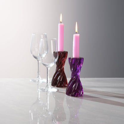 ICNBUYS Twizzle Twist Candle Holder, Decorative Candle Holder for Table Display, Romantic Decoration, Unique Home Décor Aesthetic, Housewarming Gift, Candle Stand Height 5.7 inches Pruple - Resin