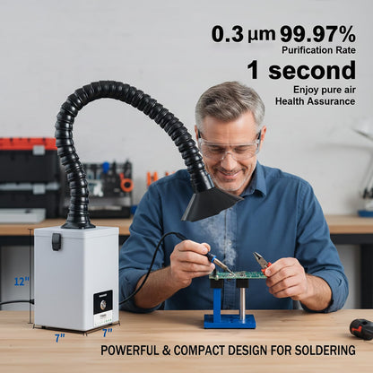 KNOKOO FES060 Desktop Solder Fume Extractor, Low Noise 160m/h (94 CFM) Strong Suction, HEPA Filter Smoke Purifier for Bench Soldering and 5W Laser Engraving Smoke Removal