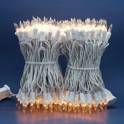 SWEET SHINE 200 Count Clear Christmas Lights, Pack of 2 Strands 100 Count 33 ft White Wire UL Listed Holiday String Light (Clear)