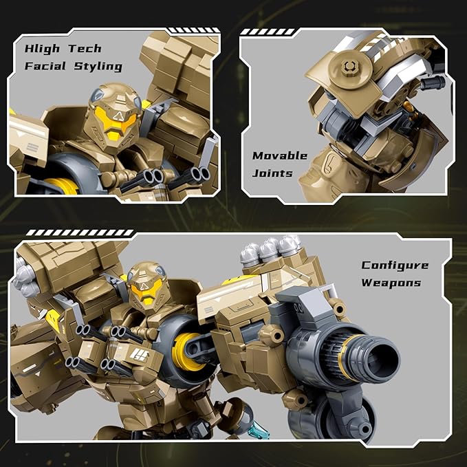 Mech Robot Transforming Building Blocks Set for Adults Brown City Protector Mecha Model Action Figures Cool Creative Robots STEM Toys Gift for Teens Boys 581 Pieces