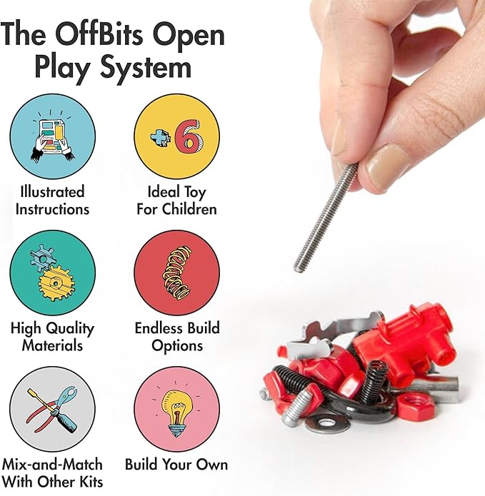 The Off Bits Erector Set: Animal Mini STEM Toys for Kids 6+ Toy Building Sets with Nuts &amp Bolts STEM Building Toys Gifts for Boys and Girls (Red Spider)