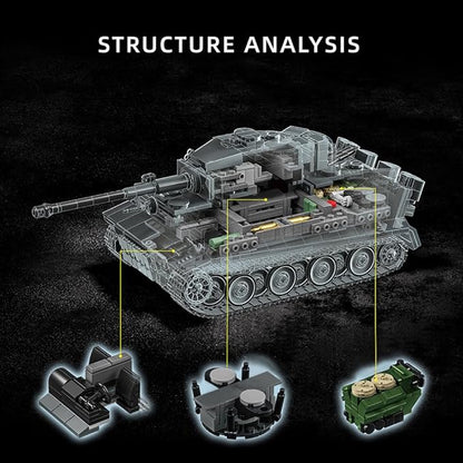 39062 Tiger Tank NO.1322 Building Block Set 1622 Pieces Military 1:28 Scale Tank Model Toys Ideal Gift for Room Decoration or Collection