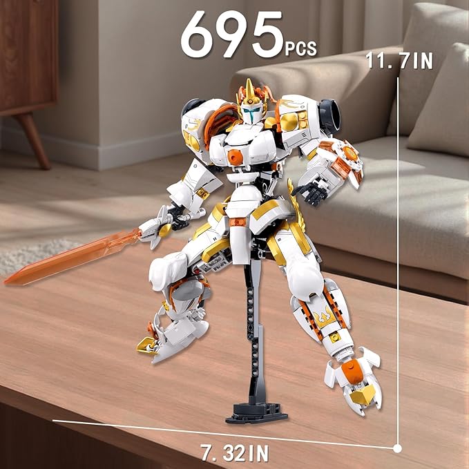 HIGH GODO Warrior Mech Robot Building Set Long Swords Shields Samurai Mech Model Kit Creative City Justice Hero Ninja Gifts for Adults Teens 14+ (695PCS)