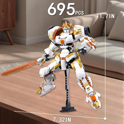 HIGH GODO Warrior Mech Robot Building Set Long Swords Shields Samurai Mech Model Kit Creative City Justice Hero Ninja Gifts for Adults Teens 14+ (695PCS)