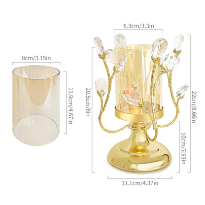 YIUTOYILY Gold Hurricane Candle Holder, Gold Glass Pillar Candle Holders with Clear Glass Sleeve - Elegant Centerpiece for Weddings, Dinners, Party Decor