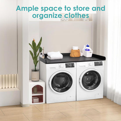 Drifop Washer Dryer Countertop, 27.5" W x 54" L Laundry Countertop with Edge Rails, Laundry Topper for Washer and Dryer with Non-Slip Pads, Black(Wooden