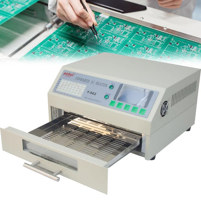 Reflow Oven, T962 Infrared Reflow Oven Furnace IC Heater, PCB Reflow Soldering Station, 110V 800W Automatic Reflow Machine, Mini Reflow Soldering Machine BGA