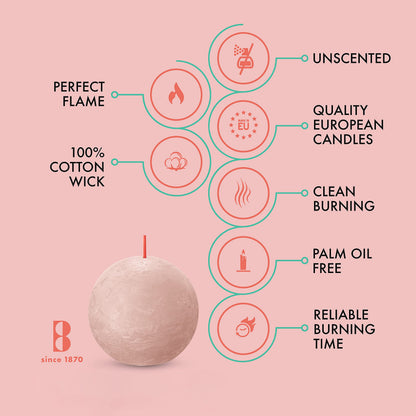 BOLSIUS 3 Pack White Rustic Ball Pillar Candles - 3 Inch - Premium European Quality - Includes Natural Plant-Based Wax - Unscented Dripless Smokeless 25 Hour Party Décor and Wedding Candles