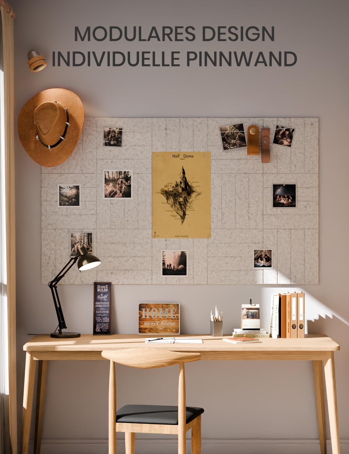 Bumusty Large Cork Board Alternative-36 x 24" Felt Bulletin Board Tiles, with 30 Pushpins, 40 Adhesive Tabs, Bold-Stripe 6-Pack, Cork Boards for Office Push Pin Board Felt Board-Light Gray