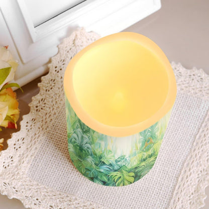 Ystardream Tropical Leaf Flameless Candles with Remote Battery Operated Candles Realistic LED Candles with Remote and Timer Set of 4 for Home Wedding Birthday Decorations
