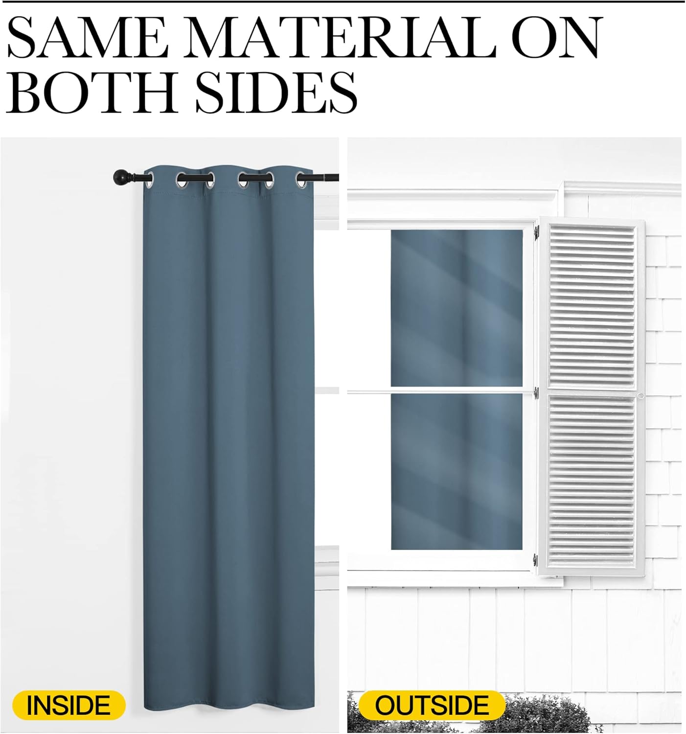 NICETOWN Smoky Blue Blackout Curtains - Thermal Insulated Drapes for Living Room | 68" Length, 55" Wide, 2 Panels