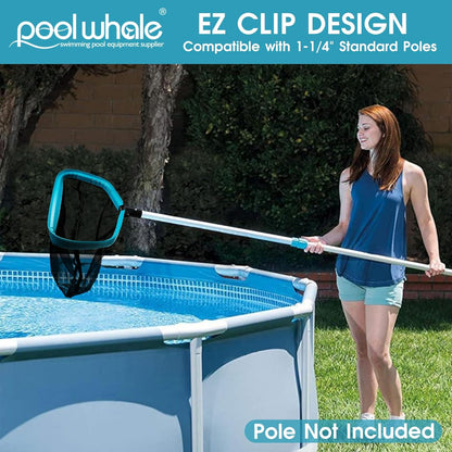POOLWHALE Pool Skimmer Net - Aluminum Frame with Ultra Fine Nylon Mesh for Effective Leaf & Debris Removal