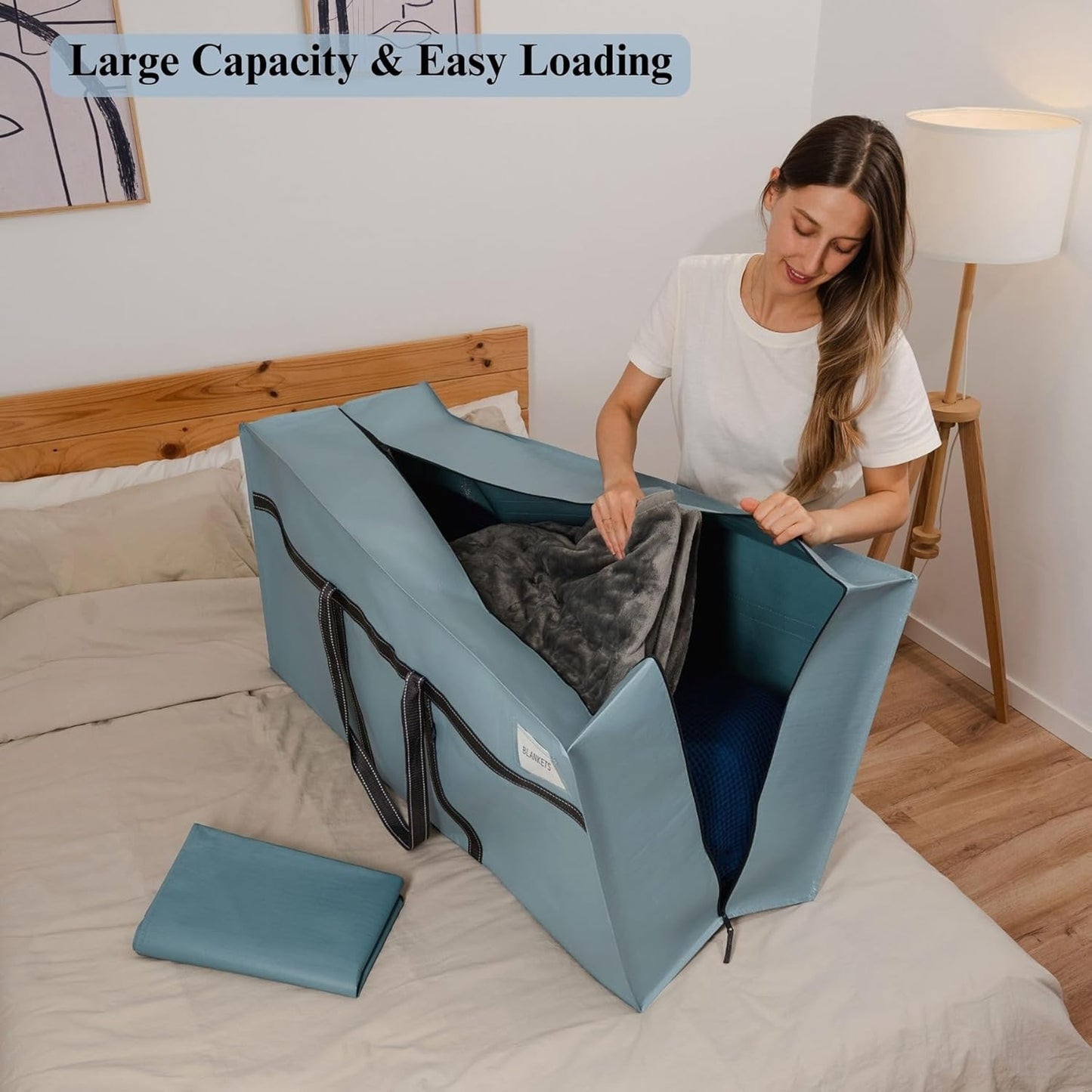 VENO Extra Large Moving Bags - Heavy Duty Storage Solution | Ideal for College & Holiday Packing (Light Blue Matte, 2 Pack)