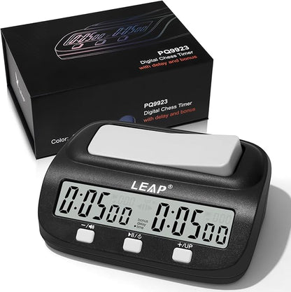 LEAP Chess Clock Digital Chess Timer Professional Chess Clock Timer with Time Bonus and Delay Features Great for Chess I-Go Upgraded Model