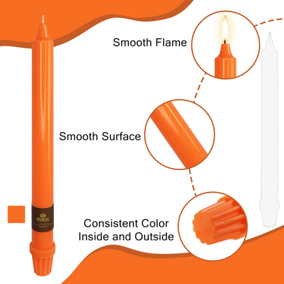 10 inch Unscented Tapered Candle 4 Pack Orange Taper Candlesticks Smokeless Candle for Halloween Thanksgiving Day Dinner Household Décor Candlesticks