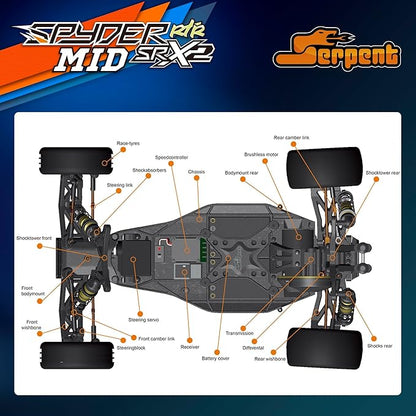Serpent RTR 1/10 Off Road 2WD Buggy High Speed Long Life Optional High-Performance Off-Road RC Buggy RTR Battery and Charger Excluded (SRX-2 MM)