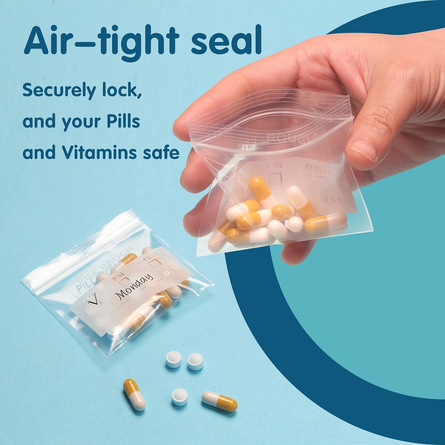 125 Packs 6 Mil Sturdy Pill Bags BPA Free Pill Pouch 3 x 2.75 Inch Write-on Label Seal Waterproof Reusable Clear Small Ziplock Plastic Bags for Travel Pill Organizer, Jewelry and Small Craft Pieces