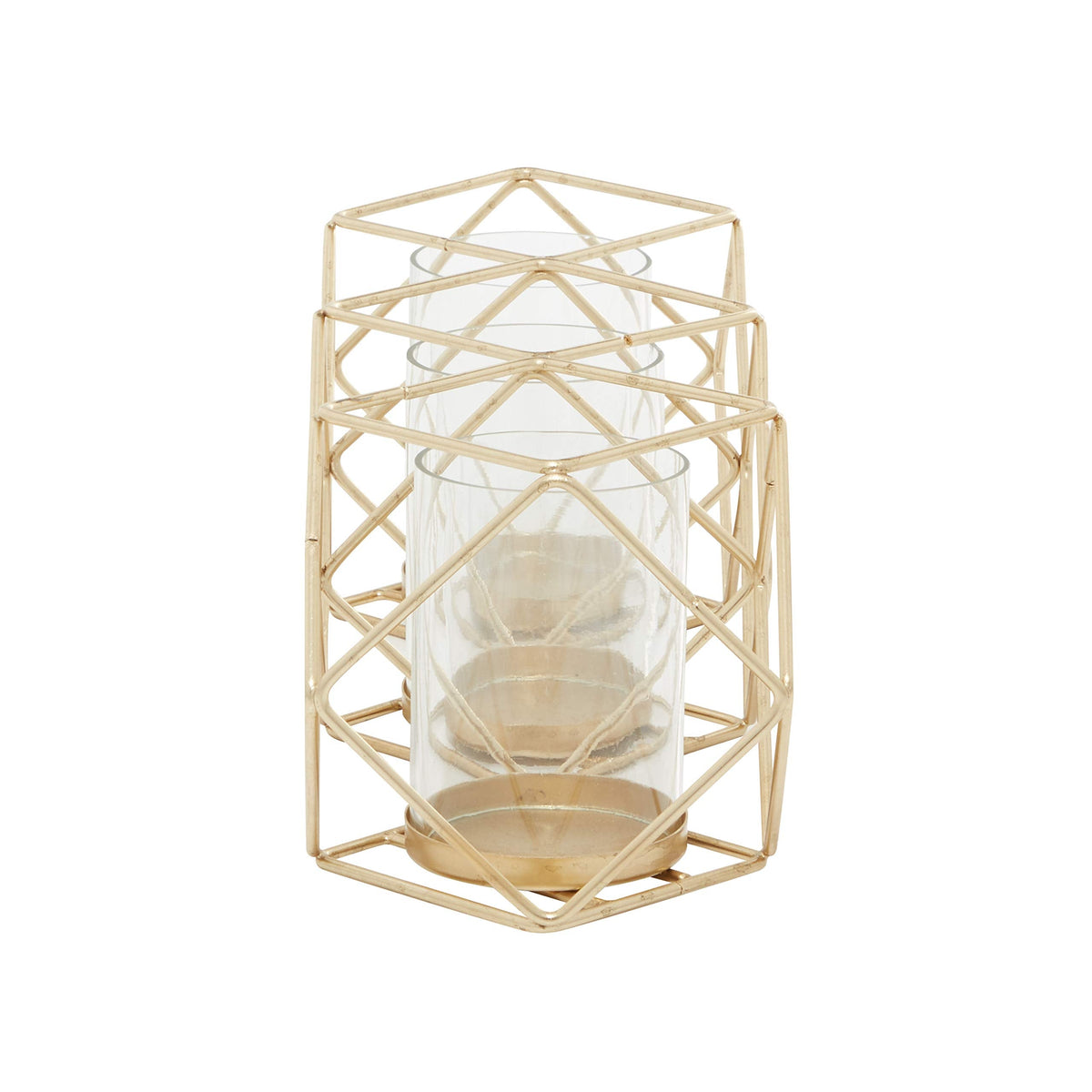 Deco 79 Modern Metal Solid Candle Holder, 15" x 5" x 5", Gold