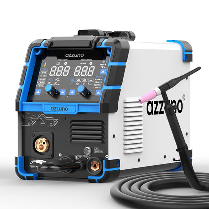 AZZUNO 200A MIG Welder+Lift TIG Welding Torch WP-17V(35-50mm²), 110V/220V 8 in 1 Welder Machine Aluminum MIG/Gas MAG/Gasless Flux Core MIG/Gas MIG/Spot MIG/Spool Gun Compatible/Lift TIG/Stick Welding