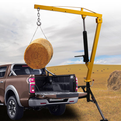 Hydraulic Pickup Truck Crane with Hand Winch,2000 LBS Capacity,360°Swivel Truck Jib Engine Hoist Crane,Davit Crane,44.09”to 57.48”Working Boom Range,for Lifting Workshops,Construction,Agriculture
