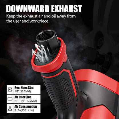 XIIW 1 Inch Air Impact Wrench, 2,350ft-lbs Nut-busting torque, 5,500 RPM, 8.5 lbs Lightweight 1 Inch Impact Gun, Twin Hammer Pneumatic Tool for Automobile Repair