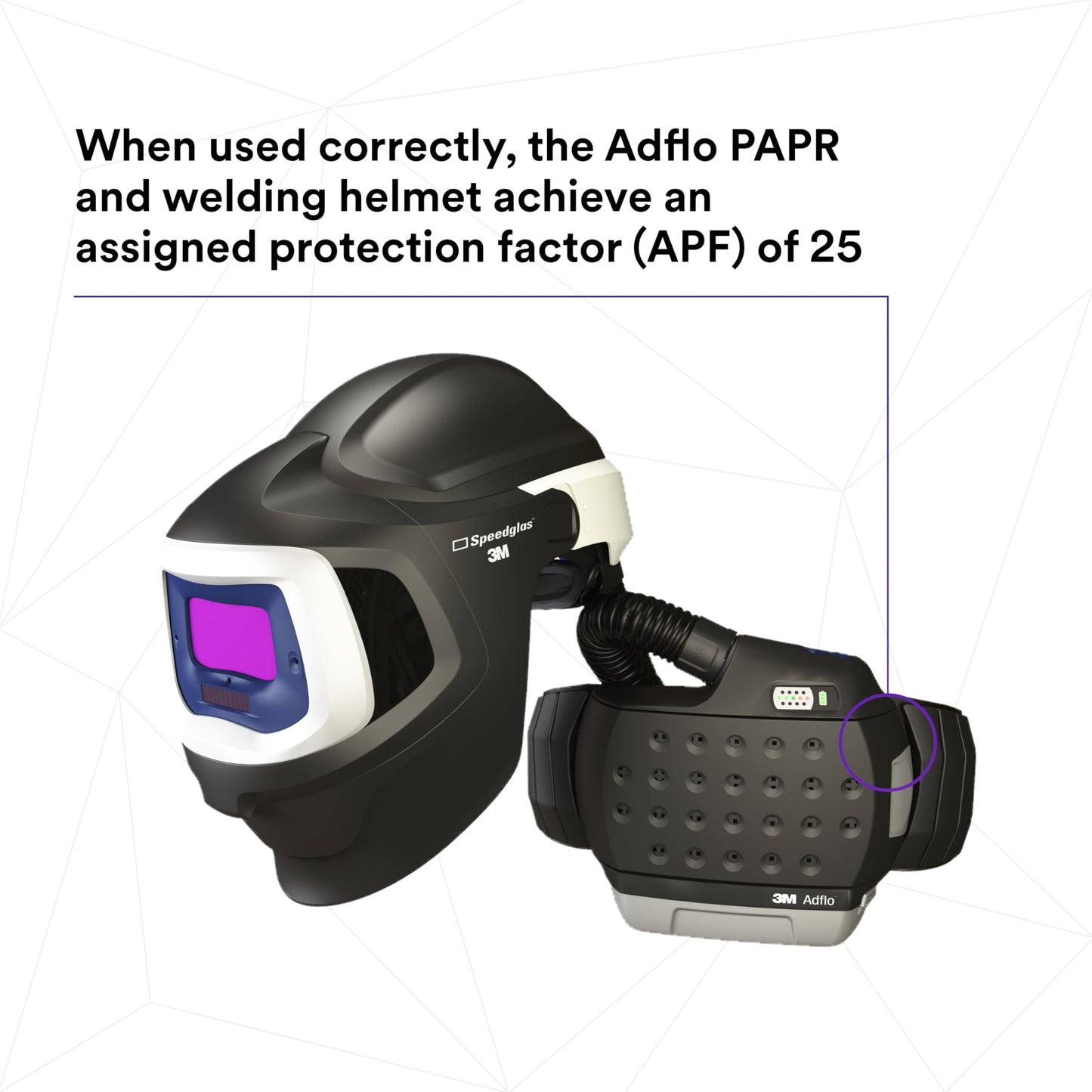 3M Adflo Powered Air Purifying Respirator HE System w 3M Speedglas Welding Helmet 9100 MP 37-1101-30iSW, 1 ea/Case