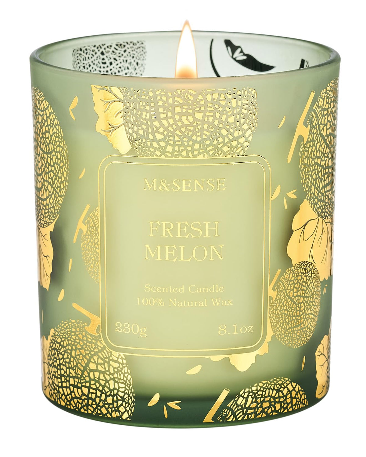 M&SENSE Fresh Melon Scented Vegan Soy Candles, 8.1oz Non Toxic Summer Aromatherapy Candle for Home Decor, 42-Hour Burn Time, Fresh Smelling Good Scented Candle for Bathroom Decor