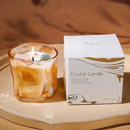 CaxyKyx Scented Soy Candles with Crystals Inside Aromatherapy Candle for Women Positivity Energy Gift Mothers Days Birthday Orange Floral Scent
