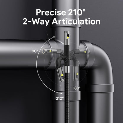 DEPSTECH Dual Lens Borescope Camera with Light, Two-Way Articulating Borescope, 5" IPS Dual View Endoscope with 0.33in Slim Probe, 1080P Waterproof Inspection Camera for Wall Auto Engine Inspect-5FT