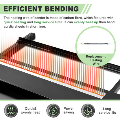 Digital Acrylic Plastic Bender 24" Acrylic Bending Machine with Spare Heating Wire, Plastic Bending Machine with Adjustable Length&Angle Acrylic Strip Bender Heater 110V (Black)