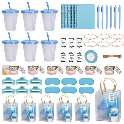VZCBZC 6Set Baby Shower Prizes for Game Winners Baby Shower Favors Gifts including Plastic Tumbler Notebook Candles with Gift Bag for Winner Guests Wedding Bridal Shower Favors