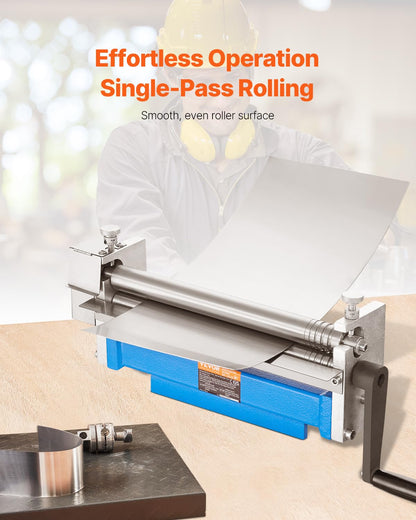 VEVOR Slip Roller, 12.6 inches, Sheet Metal Slip Roll Machine, 20 Gauge Capacity, Rolling Bending Machine with Detachable Rollers, 21 HRC, for Aluminum Alloy Sheet Low Carbon Steel Copper Sheet