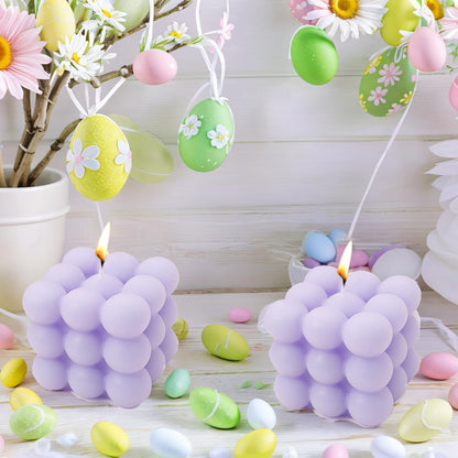 2PCS Bubble Candle Set, Cube Soy Wax Bubble Candles, Handcrafted Natural Scented Aesthetic Bubble Candle Set for Home Bedroom Decor, Birthday Mothers Day Gifts