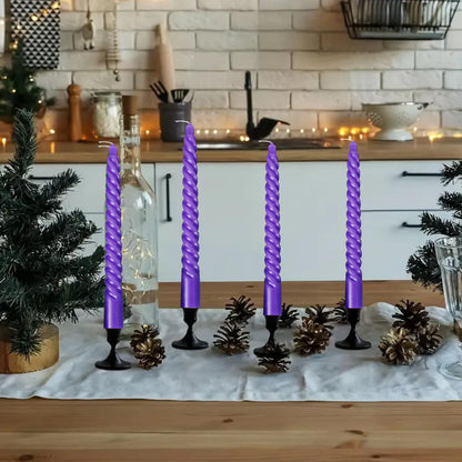 Likejarcand Taper spira purplel Candles,8 inch-Set of 4 Tapered Candles, Tall Candlesticks, Long Candl Sticks, Home Dinner, Party, Wedding, Halloween(4, Purple, 8 inch)