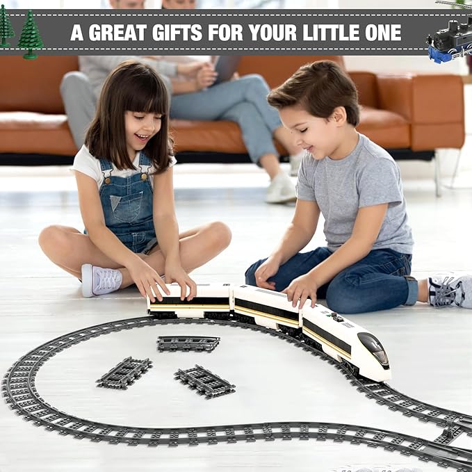 Classic City Train Tracks 54 Pieces Railroad Track with 32 Curved 20 Straight and 2 Switch Train Tracks Train Expansion Accessories Compatible with All Major Train Tracks