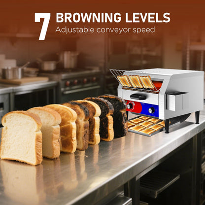 HTTSICHI Commercial Conveyor Toaster w/ 3 Slice Wide Slot, 450 Slice/hour Commercial Toaster w/ 14.1’’ Wide and 3‘’ Opening, Industrial Kitchen Cooking bagel w/Stainless Steel and Heavy Duty