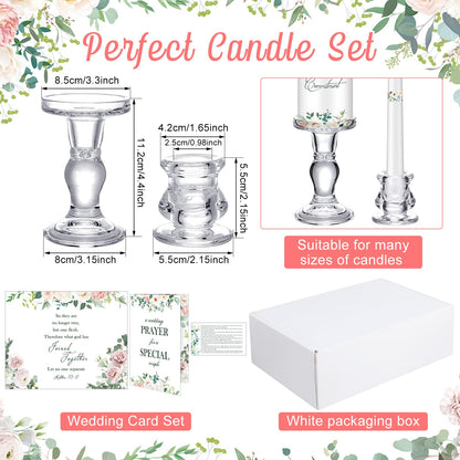 Layhit 3 Pack Unity Candles with Glass Holder for Wedding Ceremony Wedding Unity Taper Candles Religious Ceremony Accessories Marriage Decor for Newly Couple Anniversary Church Events Gifts