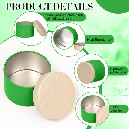 Honeydak 36 Pcs 4oz Green Candle Jars Bulk Candle Tins Small Empty Containers with Metal Wood Grain Printing Lids for Making DIY Jars Storage Wedding Gifts