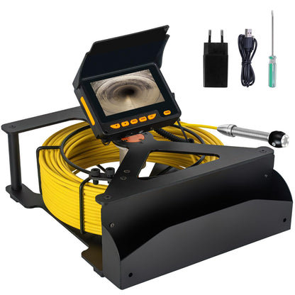 Sewer Camera 100FT,Waterproof JQKJCAM Plumbing Sewer Drain Snake Camera w/Light,4.3'' HD 32GB DVR Screen,Distance Counter,3.5''Roller Guide,17MM Sewer Scope for>=1'' Pipe Line Duct Inspection