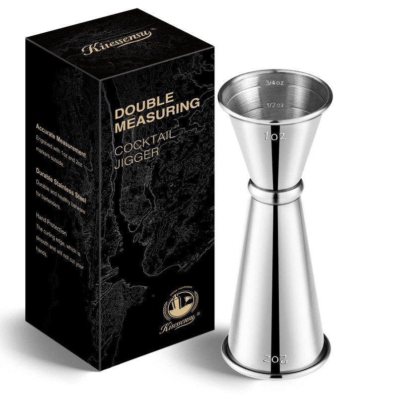 KITESSENSU Jigger for Bartending, Japanese Jigger 2 oz 1 oz with Measurements Inside, 304 Stainless Steel Double Cocktail measuring cup, Professional Bar Tool for Home & Bar Use