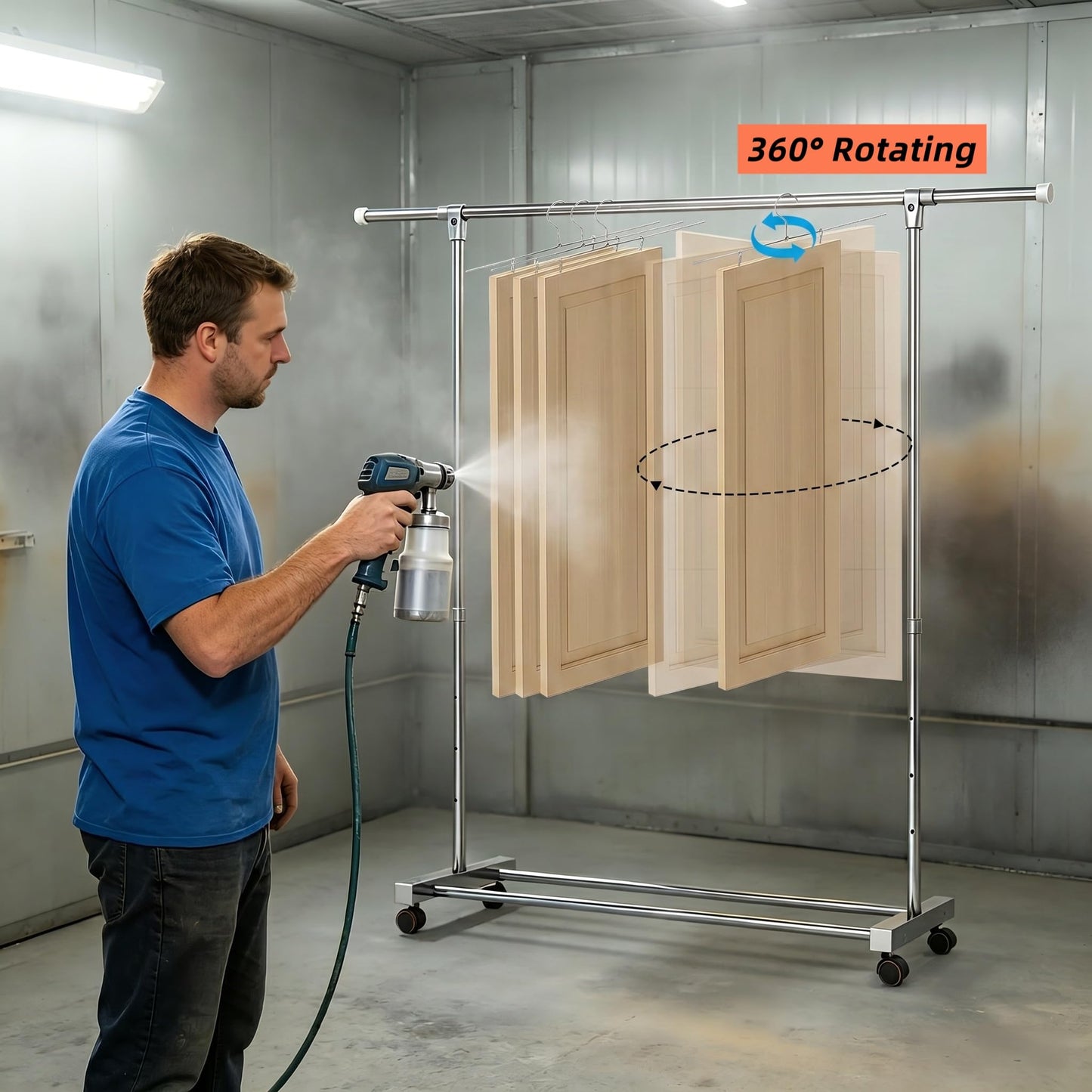 Mitoltpoci 40 Pack S Hooks Sharp Tip Lock Hooks for Powder Coating Bundle with Cabinet Door Painting Hanger System with Drying Rack – Includes 10Pack Metal Hangers with 50 Zinc Screws