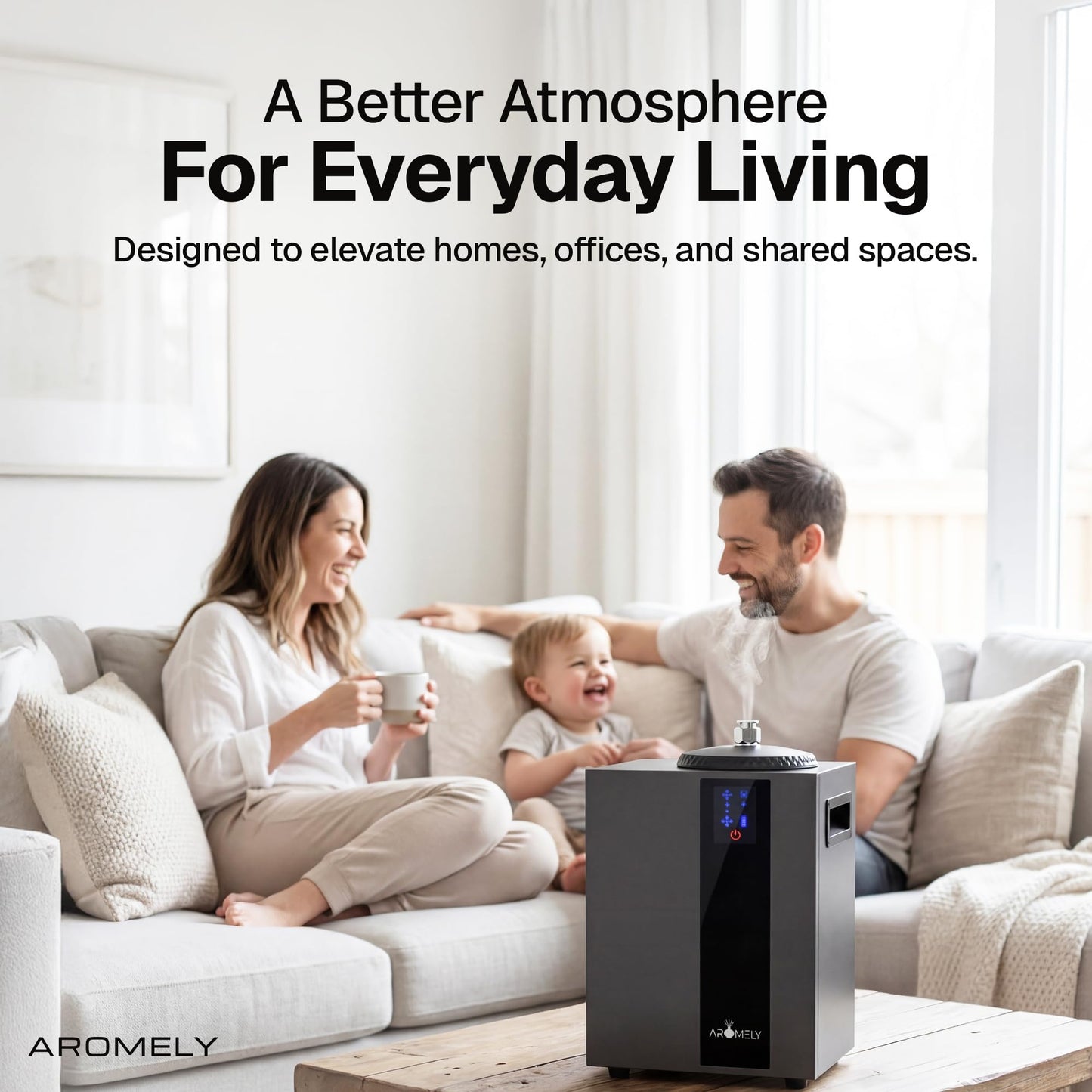 AROMELY HVAC Scent Diffuser – Nebulizing Waterless Diffuser for Home, Office, Large Room & Commercial Use – Smart Bluetooth App Controlled, Up to 4,000 SQFT – Cold Air Diffusion Technology – Black