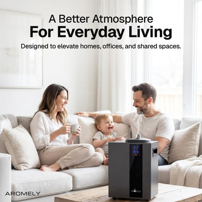 AROMELY HVAC Scent Diffuser – Nebulizing Waterless Diffuser for Home, Office, Large Room & Commercial Use – Smart Bluetooth App Controlled, Up to 4,000 SQFT – Cold Air Diffusion Technology – Black