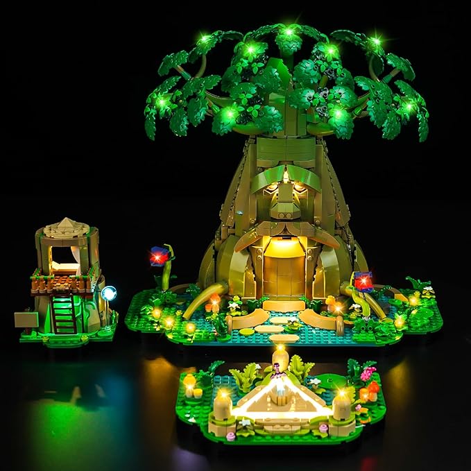 Upgraded Led Light Kit Compatible with Lego Great Deku Tree 2-in-1 Building Set Green Lights Decoration Compatible with Lego 77092 (Model Not Includd)