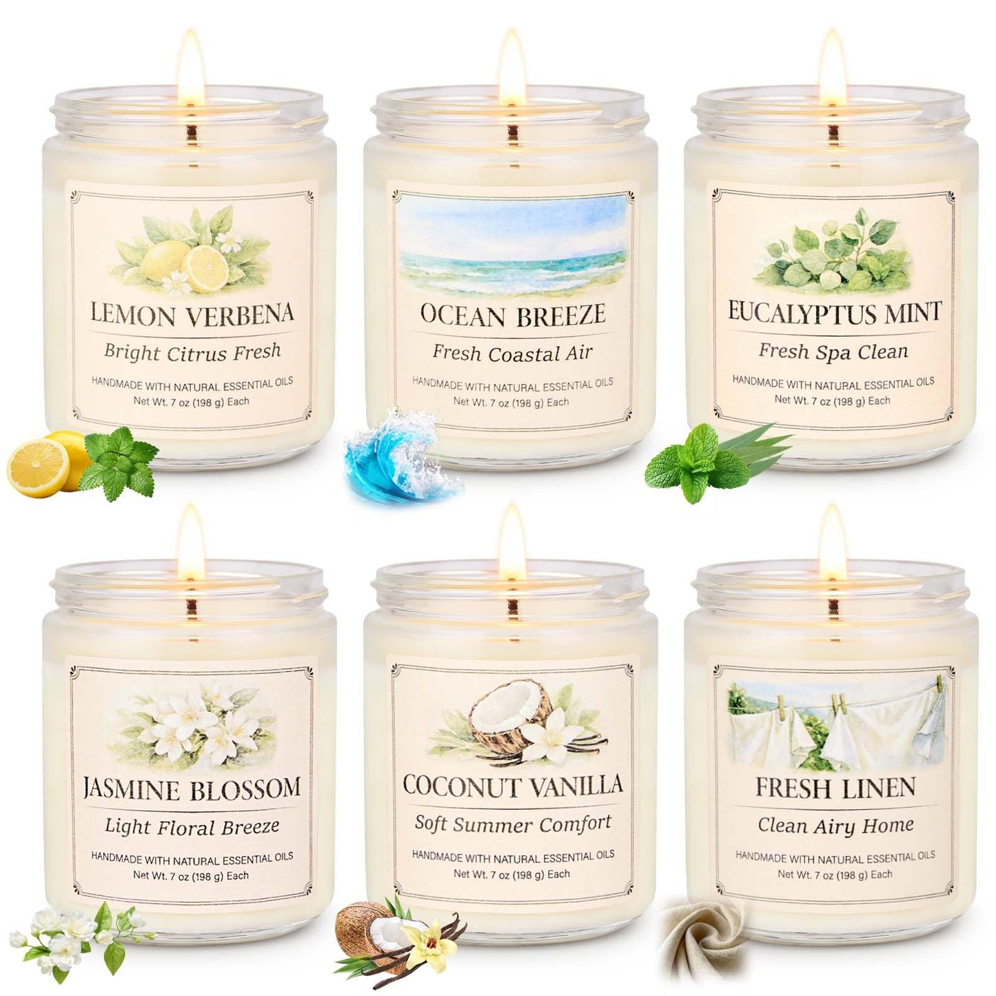 YINUO LIGHT 6 Pack Scented Candles Gift Set, 42 oz Soy Wax Glass Jar Candles for Home, Up to 300 Hour Burn, Aromatherapy Candle Set, Birthday Housewarming Gifts for Women Mom