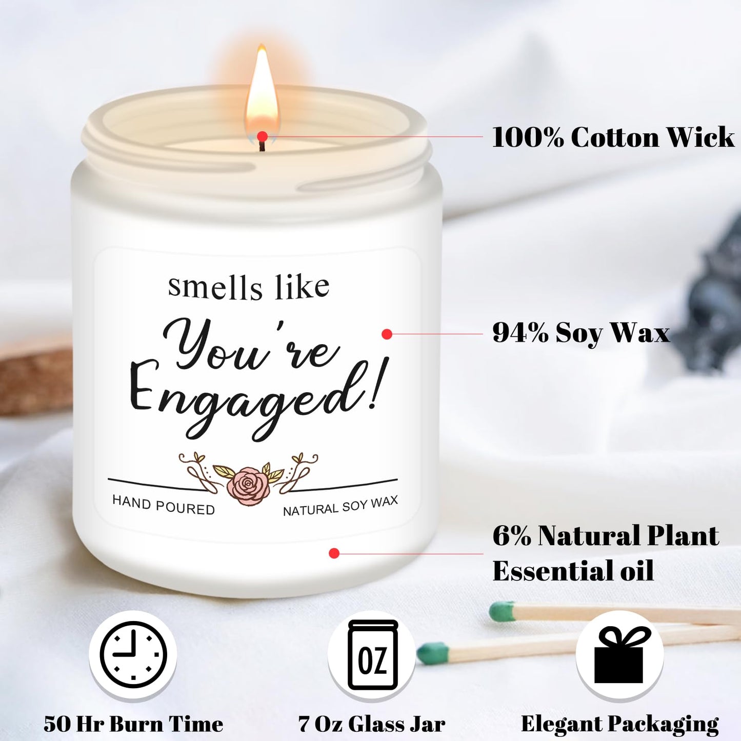 Homsolver Engagement Gifts for Couples, Gift for Newly Engaged Couples, Gifts for Women Her,Bride, Party Gift, Engaged Scented Candles
