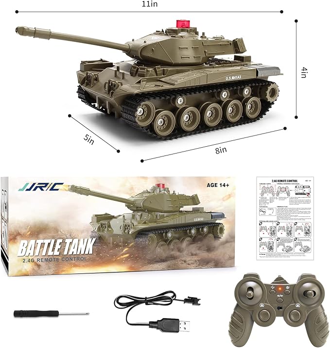 BEAURE Remote Control Tank for Kids M41A3 American Army Battle Programmable RC Tanks with Lights &amp Realistic Sounds RC Military All Terrain Off-Road Vehicles Great Gift Tank Toy for Boys