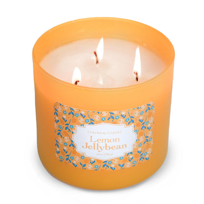 Colonial Candle Lemon Jelly Bean Scented Jar Candle, Easter Collection, 3 Wick, 14 oz - Up to 60 Hours Burn, Easter Candle, Made in the USA