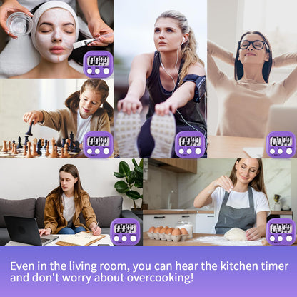 12 Pack Digital Kitchen Timer Magnetic Digital Timer with Big Display Loud Ring Cooking Timers for Kitchen Electronic Timer for Cooking, Bathing, Gym, Break Time, Classroom(12,White,Blue,Purple)